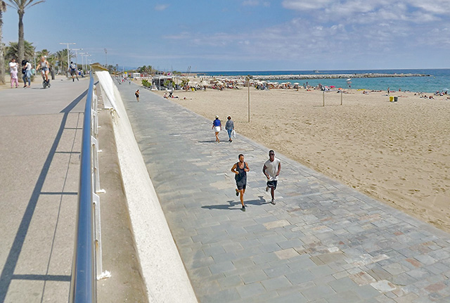 the Olympic Village beach in Barcelona