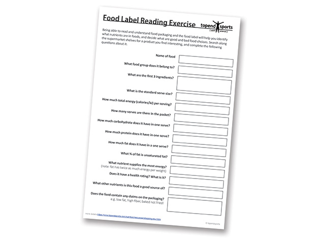 food label reading exercise