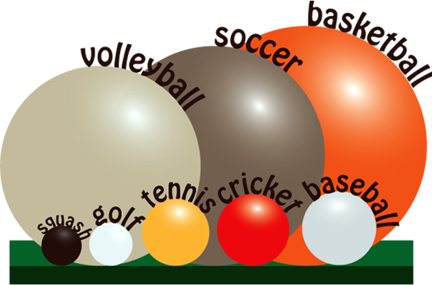 sport ball size comparison