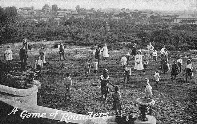 a game of rounders at an orphanage in Cottesloe, Western Australia