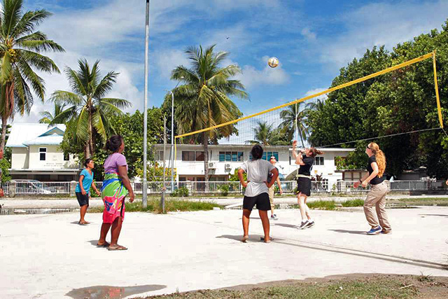 a volleyball game in Kiribati