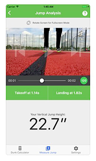 vertical jump phone app screenshot