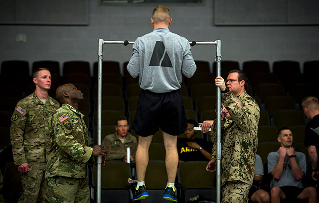 national guard performing the flexed arm hang test