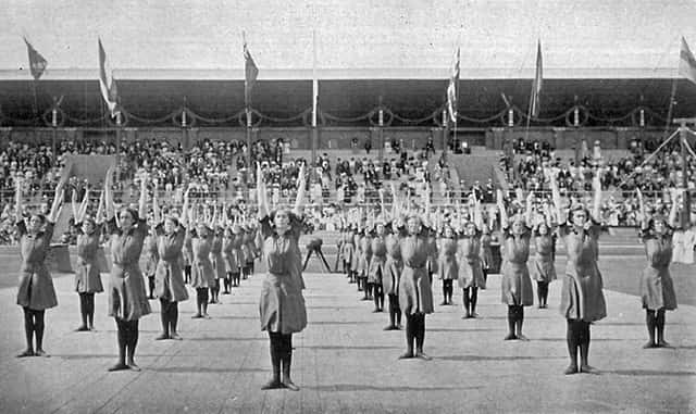 The Swedish women group gymnastic display