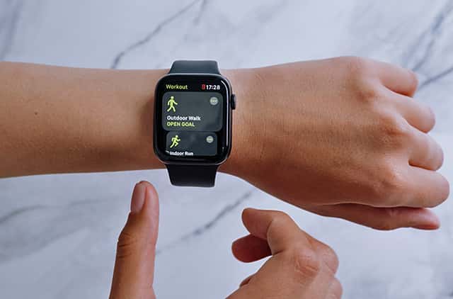 checking smartwatch