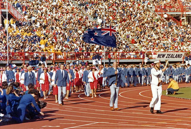 New Zealand entering the stadium at the 1982 Commonwealth Games in Brisbane (image source: Qld State Archives)