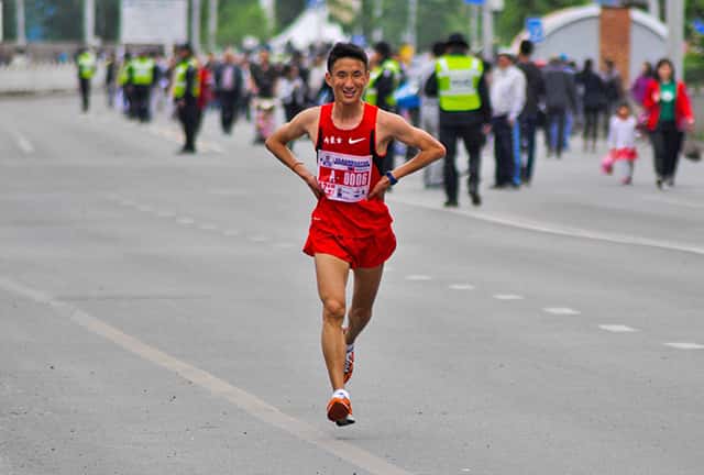 runner with a stitch