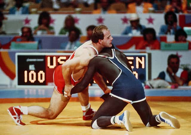 Wrestler Ambroise Sarr of Senegal at the 1984 Summer Olympics 