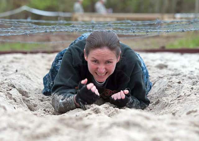 crawling under barbed wire 