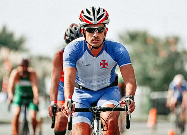 triathletes commonly wear sunglasses