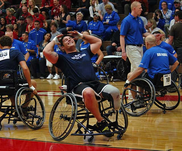 Wheelchair basketballer celebrating