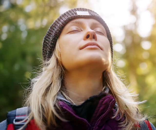 a lady meditating