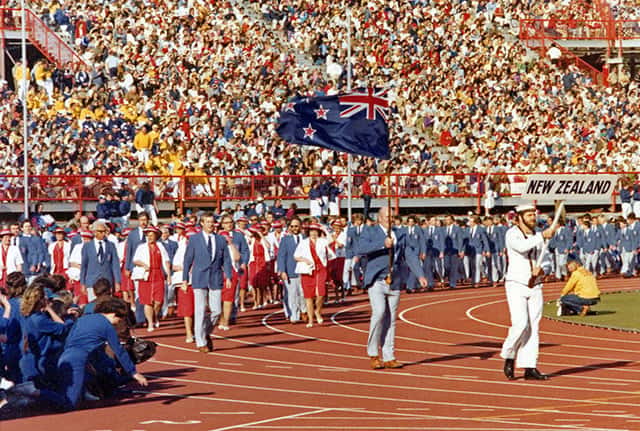 New Zealand entering the stadium at the 1982 Commonwealth Games in Brisbane (image source: Qld State Archives)