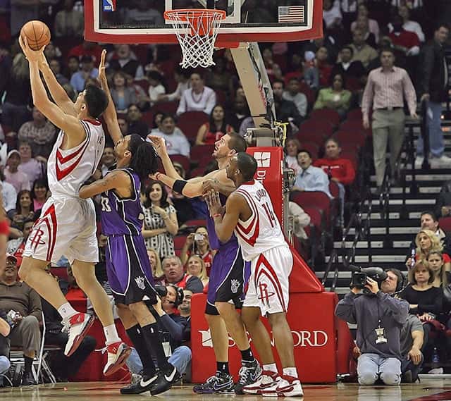 NBA basketball game in action