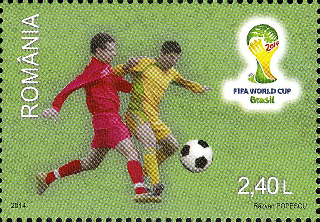 2014 World Cup stamp from Romania