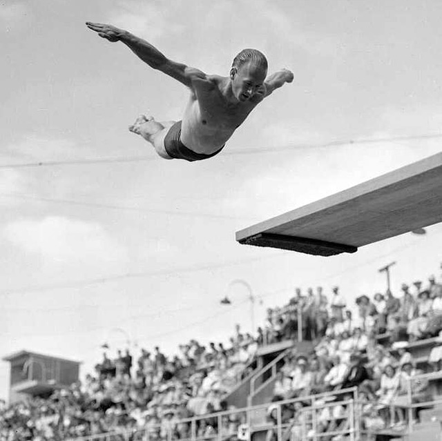 diver Peter Healey at the 1950 British Empire Games