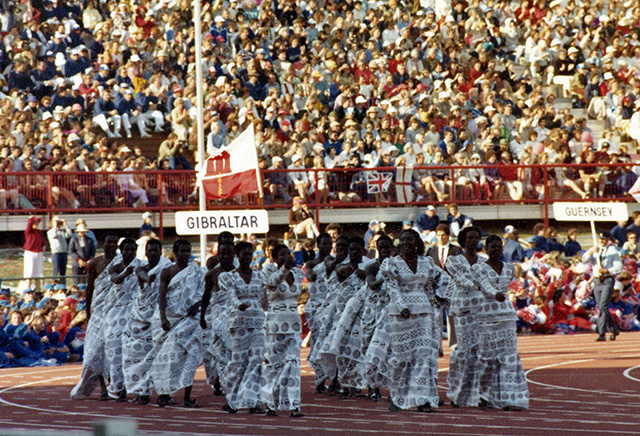 Gibraltar entering the stadium at the 1982 Commonwealth Games in Brisbane
