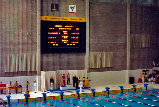 swimming medal ceremony at the XII Commonwealth Games, Brisbane (image: Queensland State Archives)