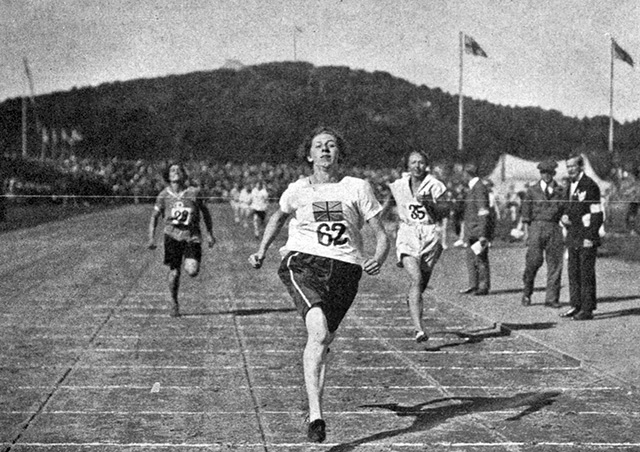1000m winner Miss Trickey at the Women's World Games 1926 in Göteborg, Sweden