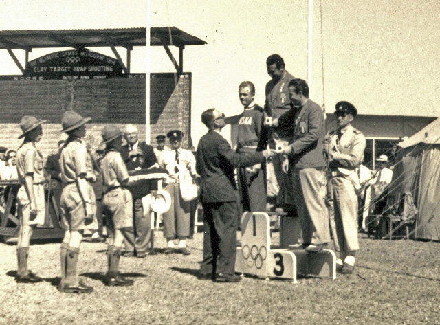 Skeet Shooting medal ceremony at The 1956 Olympic Games