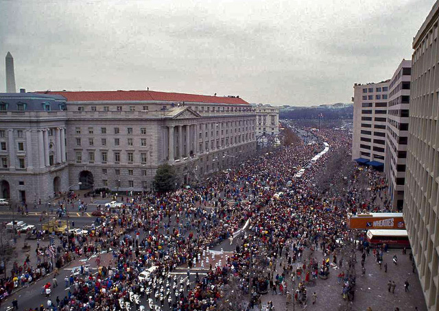 the parade through the streets of Washington to celebrate their Super Bowl win
