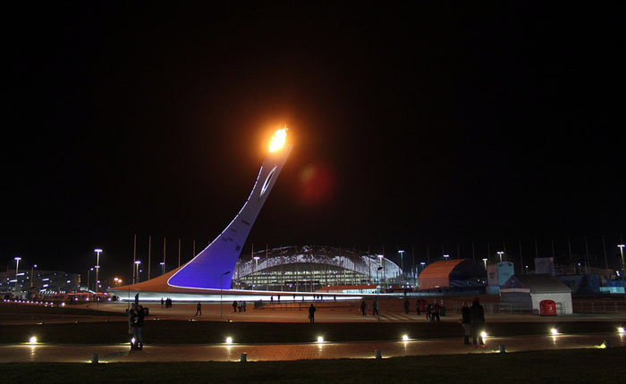 Sochi stadium and flame