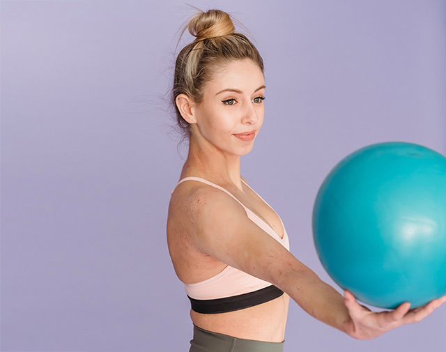 lady with an exercise ball