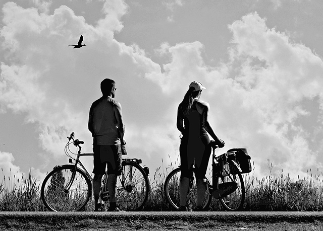 couple going for a bicycle ride together