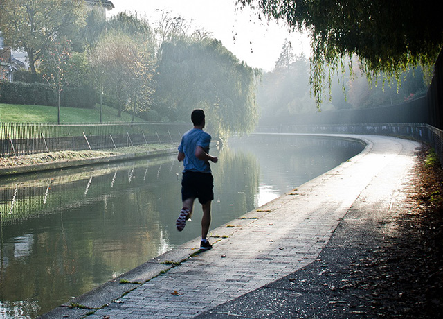 runner on a canal