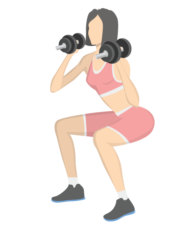 squat exercise technique with dumbbells