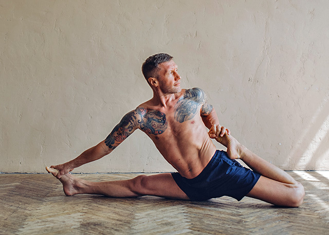 footballer doing yoga