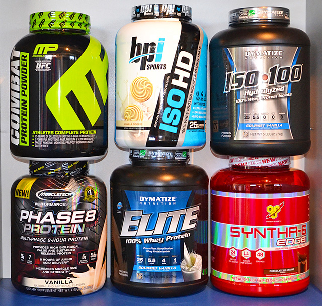 a large selection of protein powders