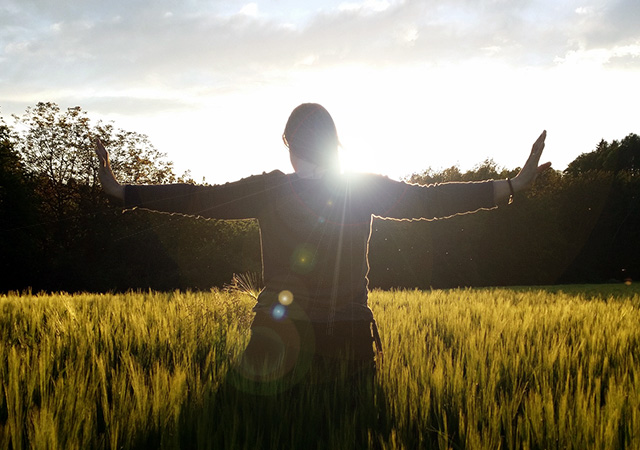 doing tai chi in a field