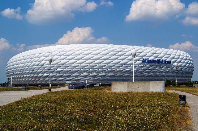 outside the Allianz-Arena Stadium in Munich, Germany