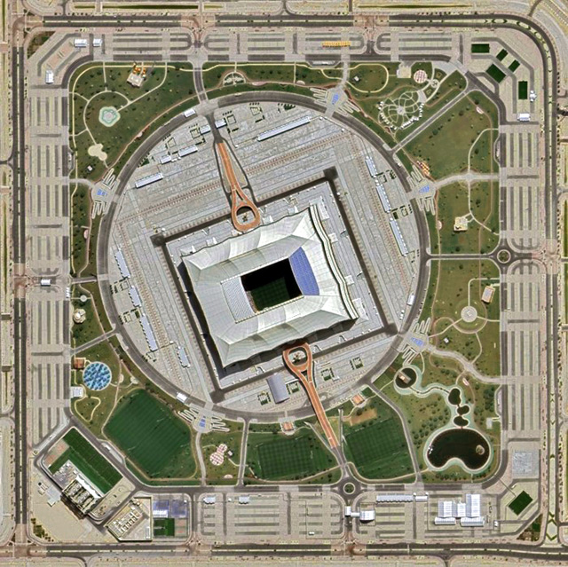 Birds-eye view of Qatar's Al Bayt Stadium