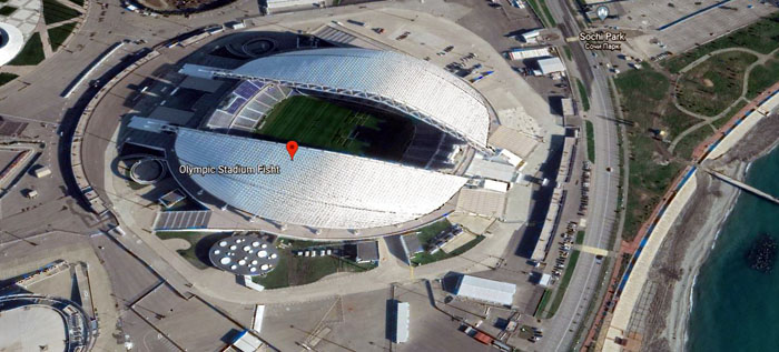View of Fisht Olympic Stadium in Sochi, Russia.