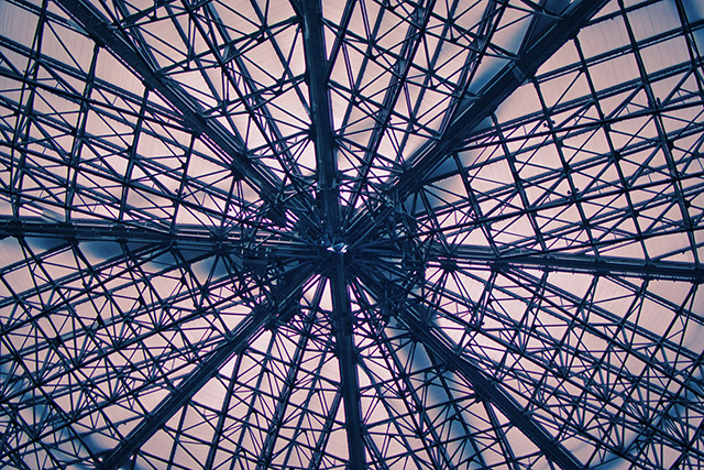 close-up of the retractable roof of the Mercedes-Benz Stadium