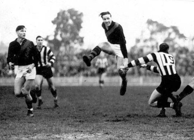 Dick Reynolds taking a kick