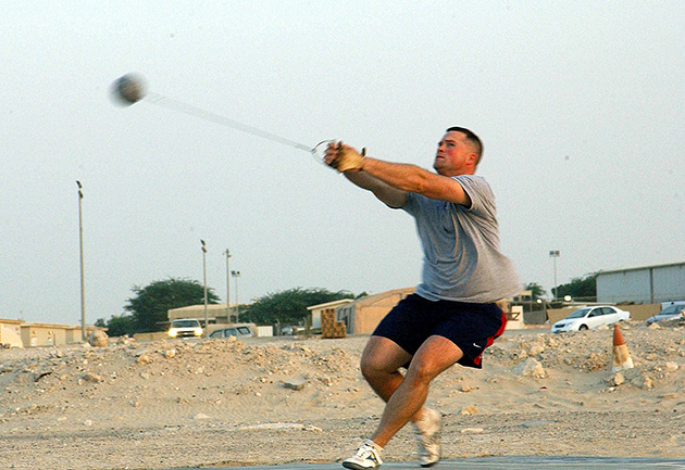 hammer thrower in training