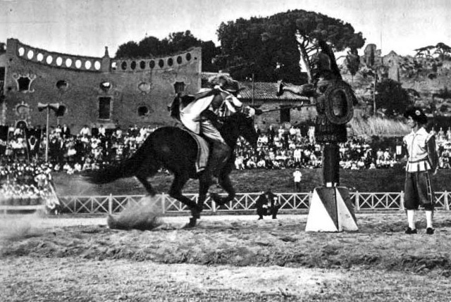 Reenactment of the medieval sport of Quintain in Rome 1960