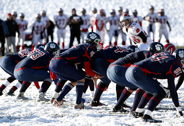 Canadian football in the snow