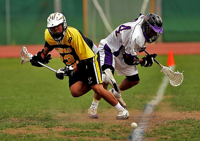 lacrosse match in action