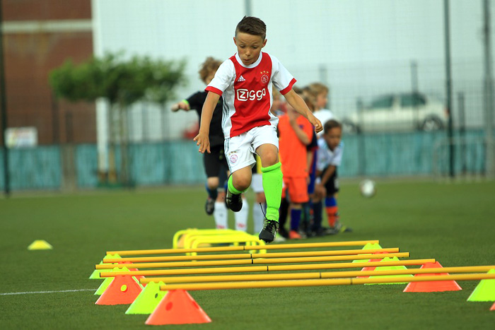 young boys soccer training