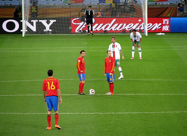 Spain playing at the 2010 World Cup