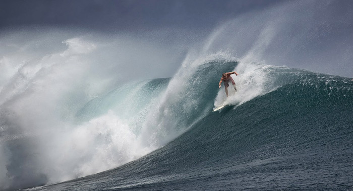 Big wave surfing in Java, Indonesia
