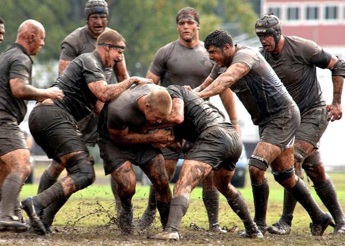 muddy rugby