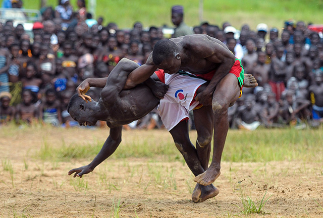 Traditional wrestlers in Togo