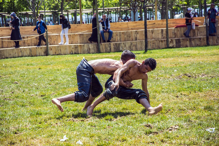 men wrestling in Turkey
