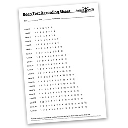 Click to download the Beep Test Recoding Sheet