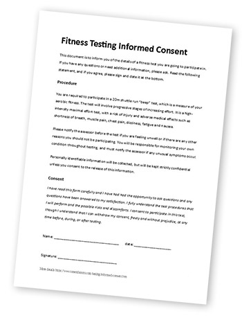 informed consent for the beep test